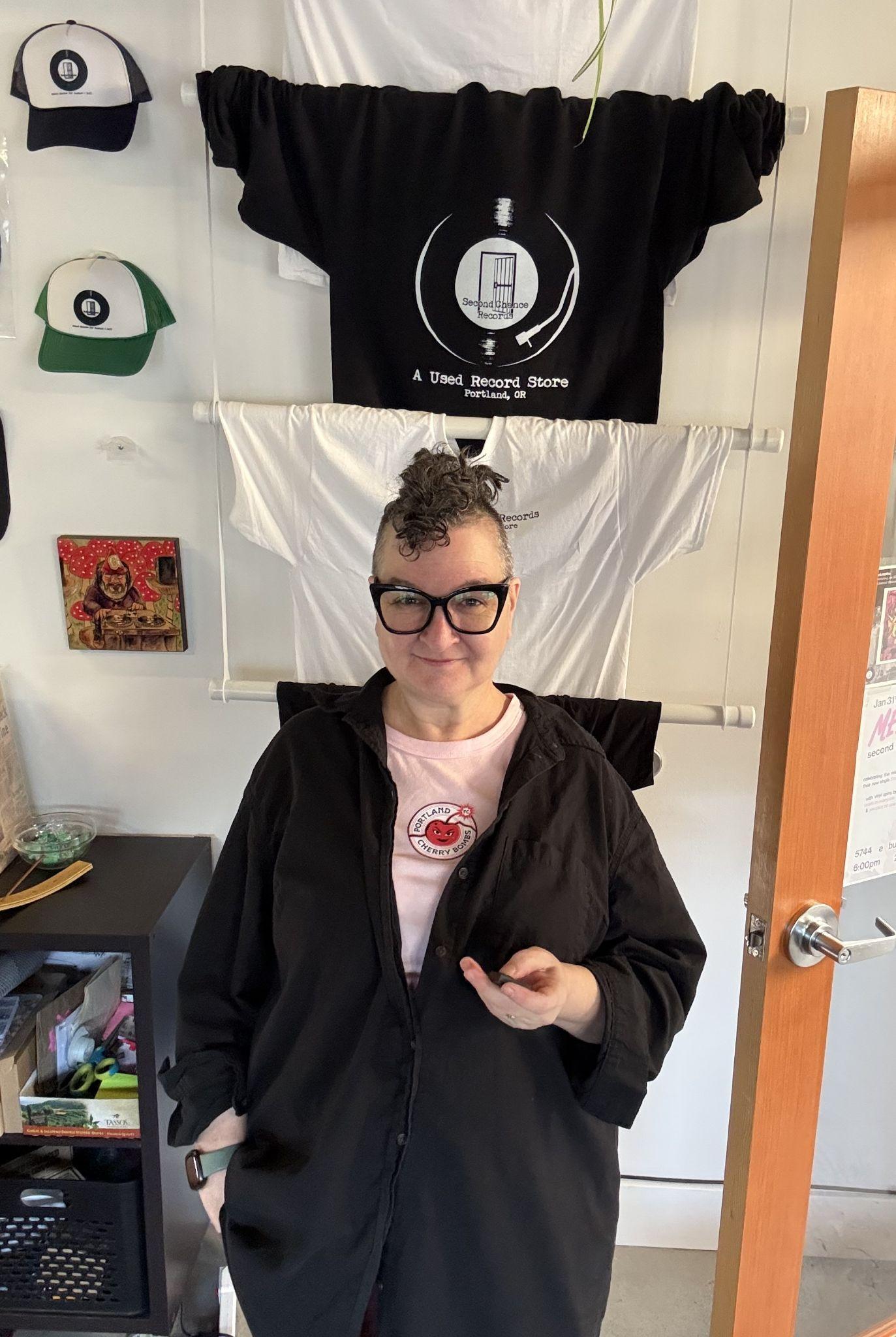 Tasha Brain, owner of Second Chance Records, in the shop